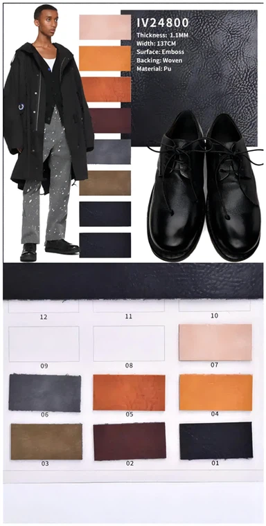 Nýtt Litchi-mynstur, mjúkt tilbúið upphleypt ofið PU-leður