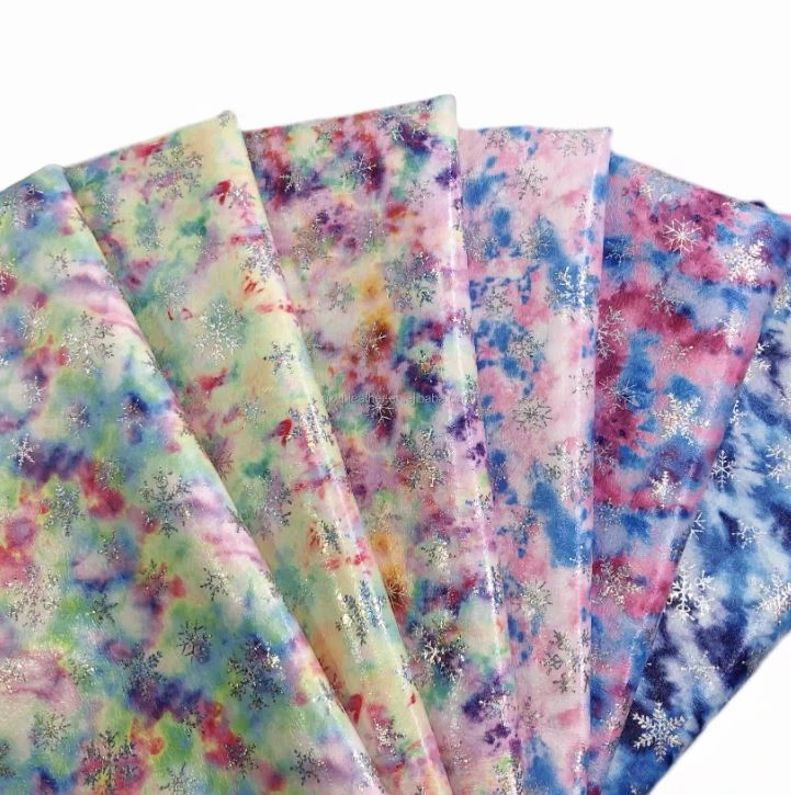 Colorful Flower Print Snowflake Pattern Shiny Faux Leather