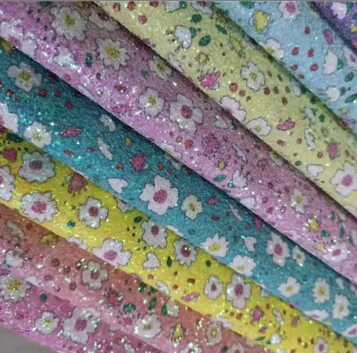 Sætur litrík blómbrosandi andlitsform Polymer Leir Skreyting Blandað 3D Chunky Glitter Efni