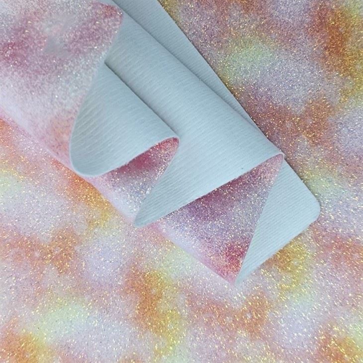 Premium Shiny Glitter Gradient Cloud Patterned PU Leather, Customizable For Footwear, Bags, And Crafts. high quality