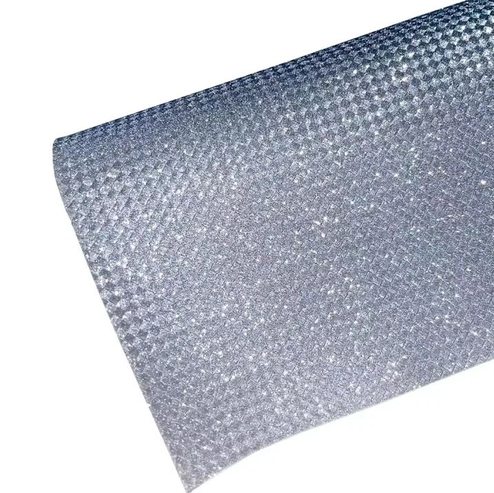 Shiny Cinderella Small Woven Lattice Colorful Cotton Fabric Or Microfiber Backing Artificial Leather TPU For Shoes And Bags