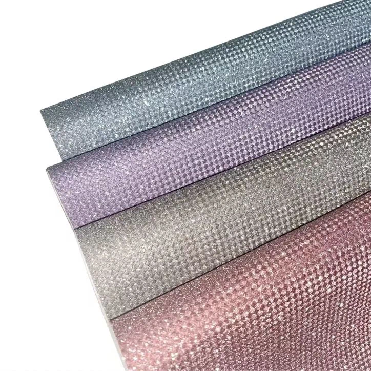 Shiny Cinderella Small Woven Lattice Colorful Cotton Fabric Or Microfiber Backing Artificial Leather TPU For Shoes And Bags