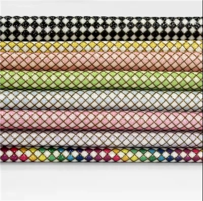 Mál Ofinn dúkur Pu Leður Rhombic Transfer Film Vera Glittered