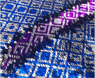 Heildsölu Sequin Efni Útsaumur Búningur Fjólublár Sequin Efni Pokar Neon Sequin Efni